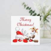 サンタおもしろいとトナカイの漫画 カード (スタンド正面)