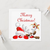 サンタおもしろいとトナカイの漫画 カード (正面/裏面インサイチュ)