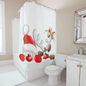 サンタおもしろいとトナカイの漫画 シャワーカーテン (インサイチュ)