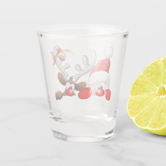 サンタおもしろいとトナカイの漫画 ショットグラス (裏面)