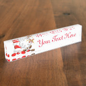 サンタおもしろいとトナカイの漫画 デスクネームプレート (側面)