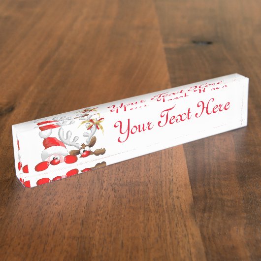 サンタおもしろいとトナカイの漫画 デスクネームプレート (側面)