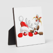 サンタおもしろいとトナカイの漫画 フォトプラーク (正面)