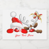 サンタおもしろいとトナカイの漫画 フードラベル (シングルラベル)