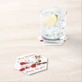 サンタおもしろいとトナカイの漫画 ペーパーコースター (インサイチュ)