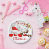 サンタおもしろいとトナカイの漫画 ペーパープレート (パーティー)