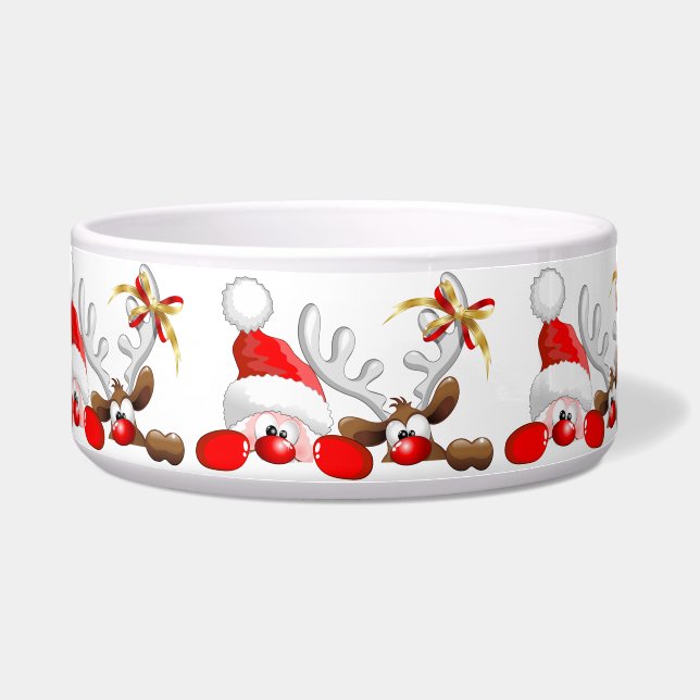 サンタおもしろいとトナカイの漫画 ボウル (正面)