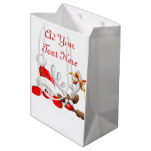 サンタおもしろいとトナカイの漫画 ミディアムペーパーバッグ (裏面アングル)