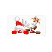 サンタおもしろいとトナカイの漫画 ラベル (正面)