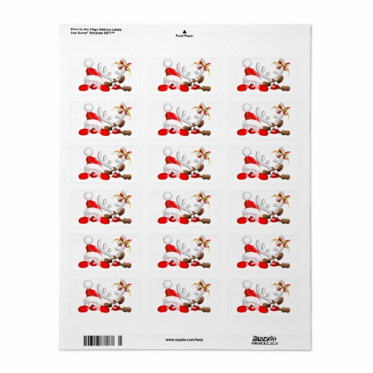 サンタおもしろいとトナカイの漫画 ラベル (フルシート)