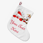 サンタおもしろいとトナカイの漫画 ラージクリスマスストッキング (正面 (吊り時))