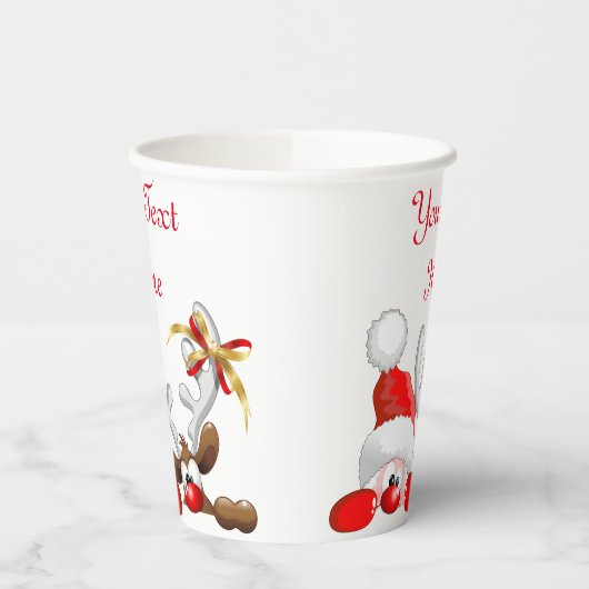 サンタおもしろいとトナカイの漫画 紙コップ (左)