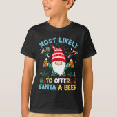 サンタおもしろいにビールのクリスマスをプレゼントする可能性が最も高い Tシャツ (正面)