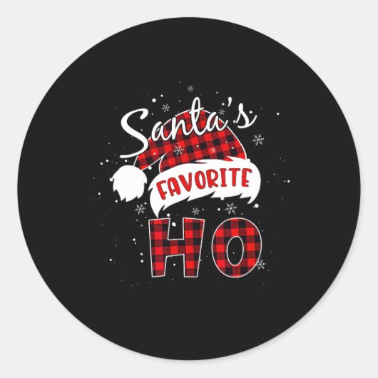 サンタおもしろいのホお気に入りのクリスマス赤い格子縞バフ ラウンドシール (正面)