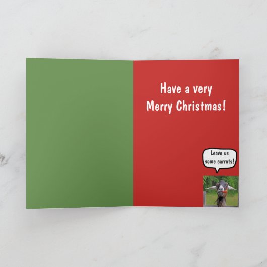 サンタおもしろいのヤギのクリスマス カード (内部)