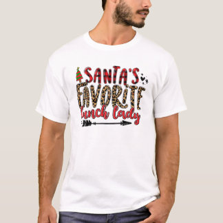 サンタおもしろいのランチレディお気に入りのクリスマスマッチ Tシャツ