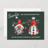 サンタおもしろいはクリスマス後にソーシャルメディアを見た シーズンポストカード (正面/裏面)