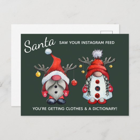 サンタおもしろいはクリスマス後にソーシャルメディアを見た シーズンポストカード (正面/裏面)
