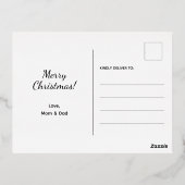 サンタおもしろいはクリスマス後にソーシャルメディアを見た 箔シーズンポストカード (裏面)