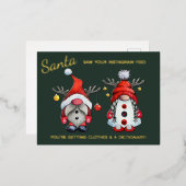 サンタおもしろいはクリスマス後にソーシャルメディアを見た 箔シーズンポストカード (正面/裏面)