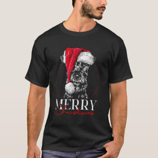 サンタおもしろいアイリッシュテリアリーメリークリスマスドッグママ Tシャツ