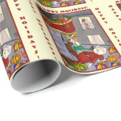 サンタおもしろいアクシデント淡い色のイエローラッピング紙 ラッピングペーパー (ロールコーナー)