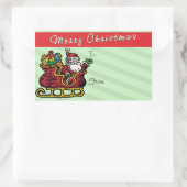 サンタおもしろいインズスリー 長方形シール (バッグ)