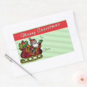 サンタおもしろいインズスリー 長方形シール (封筒)