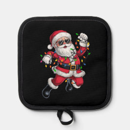 サンタおもしろいウィズクリスマスクリスマスライツホリデイ 鍋敷き