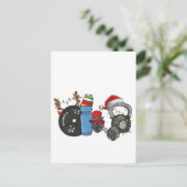 サンタおもしろいウエイトリフティングダンベルズジムクリスマス インビテーションポストカード (スタンド正面)