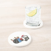 サンタおもしろいウエイトリフティングダンベルズジムクリスマス コースター (側面)