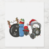 サンタおもしろいウエイトリフティングダンベルズジムクリスマス ワインラベル (シングルラベル)