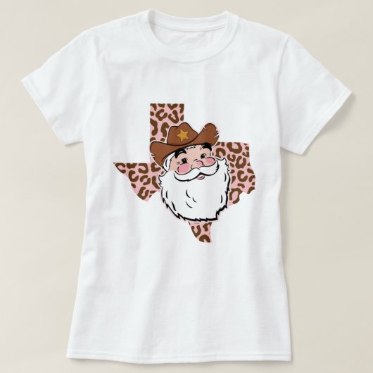 サンタおもしろいカウボーイテキサス州クリスマス Tシャツ (デザイン正面)