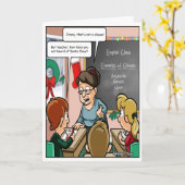 サンタおもしろいクラウスプンクリスマスカード カード (黄色い花)