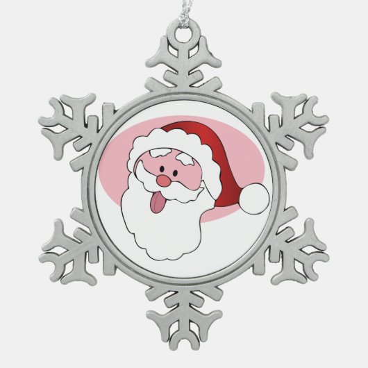 サンタおもしろいクリスマスの飾り スノーフレークピューターオーナメント (正面)