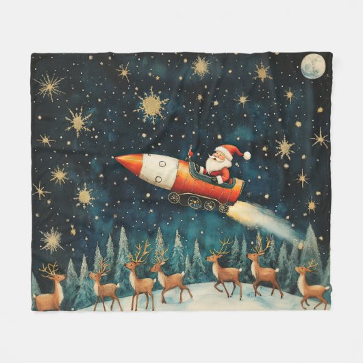 サンタおもしろいクリスマスイブフリースブランケット フリースブランケット (正面(横))