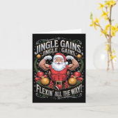 サンタおもしろいクリスマスジムトレーニングファやる気を起こさせるイル カード (黄色い花)