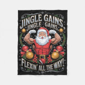 サンタおもしろいクリスマスジムトレーニングファやる気を起こさせるイル フリースブランケット (正面)