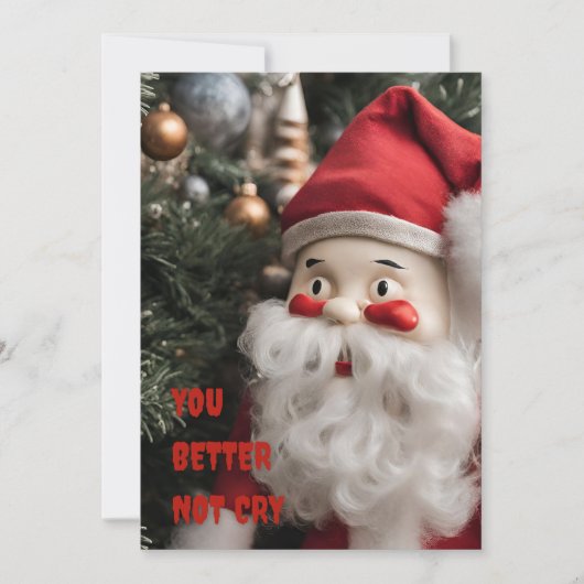 サンタおもしろいクリスマス泣かない方がよい シーズンカード (正面)