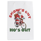 サンタおもしろいクリスマス雪が消えた ミディアムペーパーバッグ (正面)