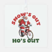 サンタおもしろいクリスマス雪が消えた メタルオーナメント (正面)