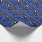 サンタおもしろいクロスブルードラゴン ラッピングペーパー (角)