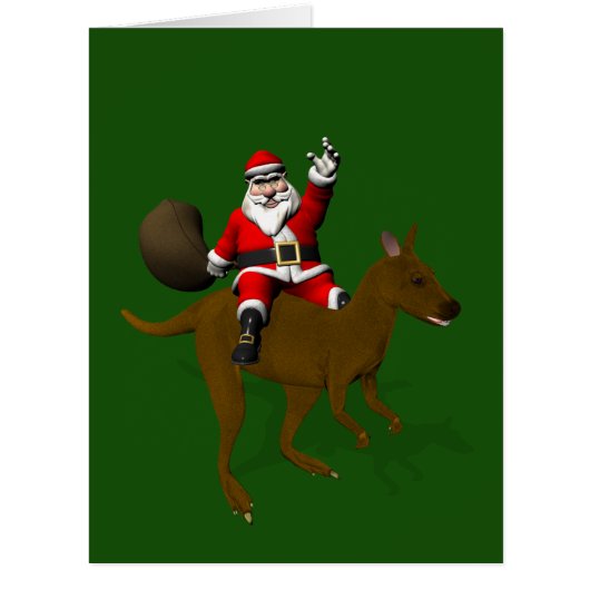サンタおもしろいクロースがカンガルーに乗る (正面)