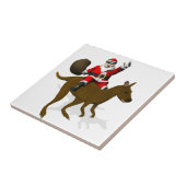 サンタおもしろいクロースがカンガルーに乗る タイル (側面)