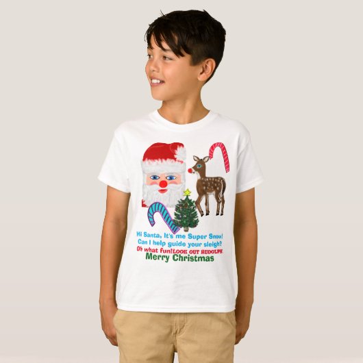 サンタおもしろいクロースすごいスノインデア Tシャツ (正面フル)