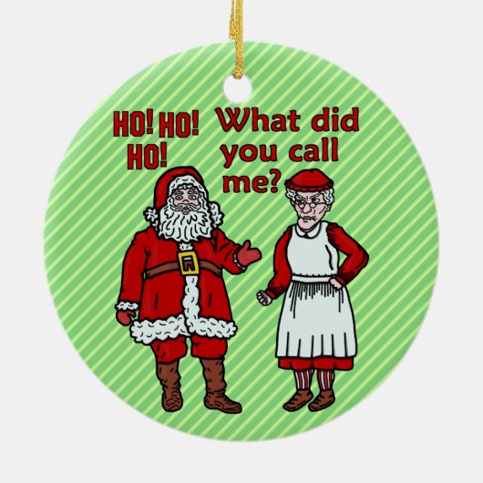 サンタおもしろいクロースとクリスマス夫人 セラミックオーナメント (裏面)
