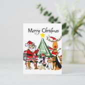 サンタおもしろいクロースと友達のクリスマスの漫画 ポストカード (スタンド正面)