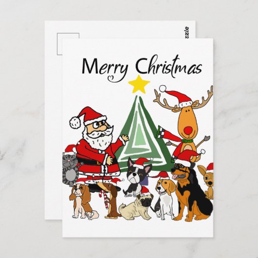 サンタおもしろいクロースと友達のクリスマスの漫画 ポストカード (正面/裏面)
