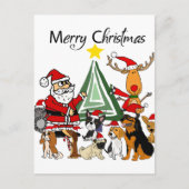 サンタおもしろいクロースと友達のクリスマスの漫画 ポストカード (正面)