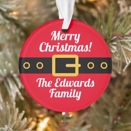 サンタおもしろいクロースのお腹の漫画のクリスマス写真 オーナメント (ツリー)